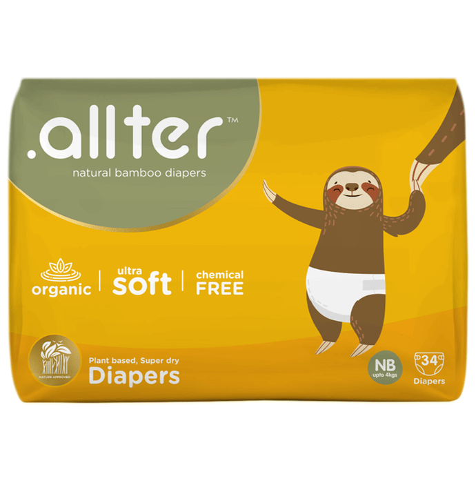 .allter Organic Natural Bamboo Ultra Soft Chemical Free Taped Diaper NB