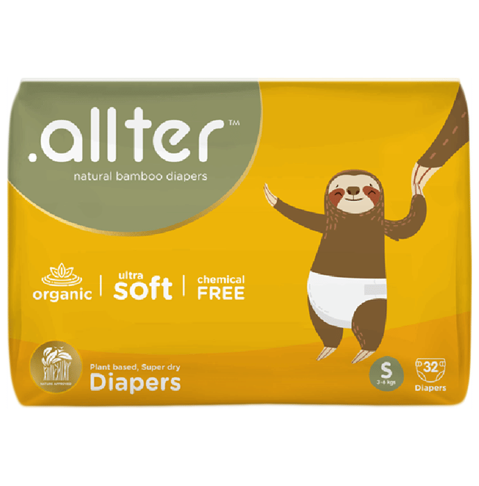 .allter Organic Natural Bamboo Ultra Soft Chemical Free Taped Diaper Small