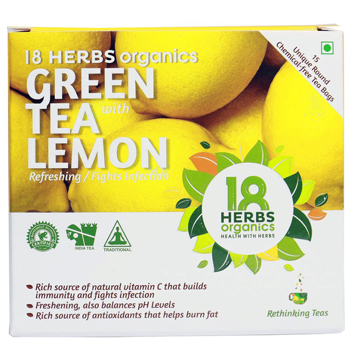 18 Herbs Organics Green Tea Bag (1.25gm Each) with Lemon