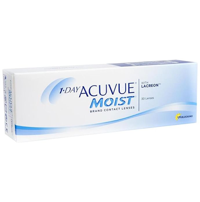 1Day Acuvue Moist with Lacreon Contact Lens Optical Power -4 Transparent Spherical