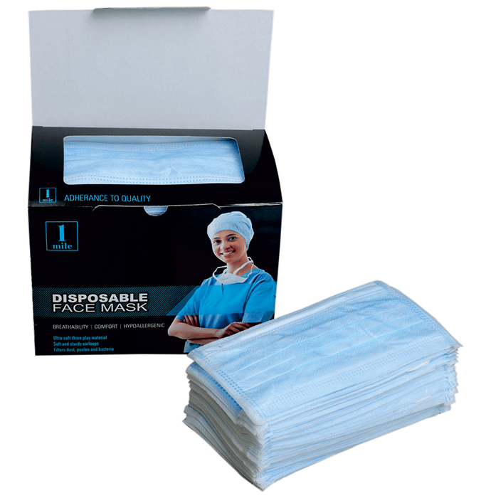 1Mile Disposable 3 Ply Face Mask White