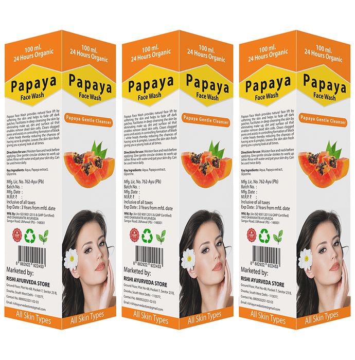 24 Hours Organic Papaya Face Wash (100ml Each)