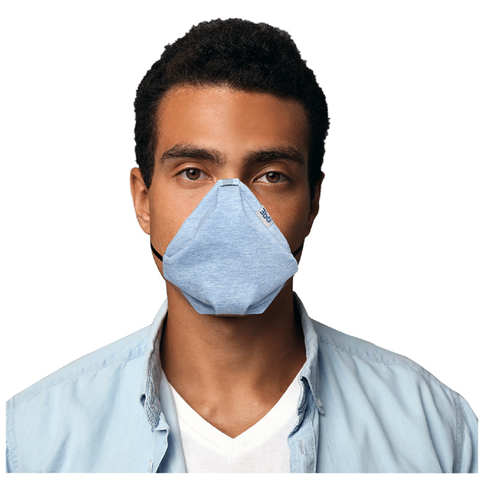 3bo Medium Blue, Navy & Grey Deltoid Lite Face Mask with Knit Fabric