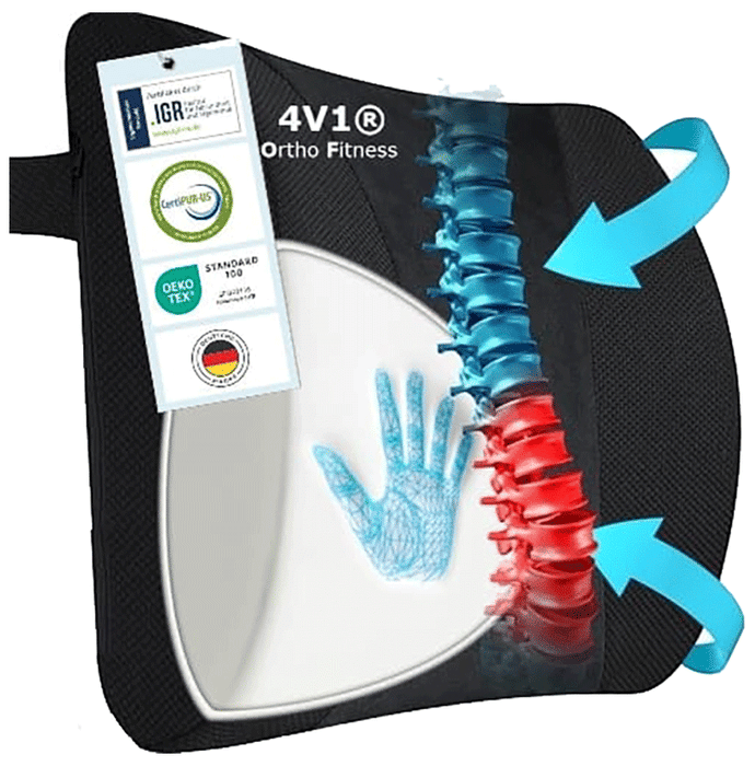 4V1 BKR14 Orthopedic Lumbar Support Pillow Standard Black
