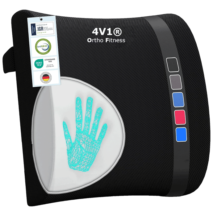 4V1 BKR16 Orthopedic Lumbar Support Pillow Standard Black