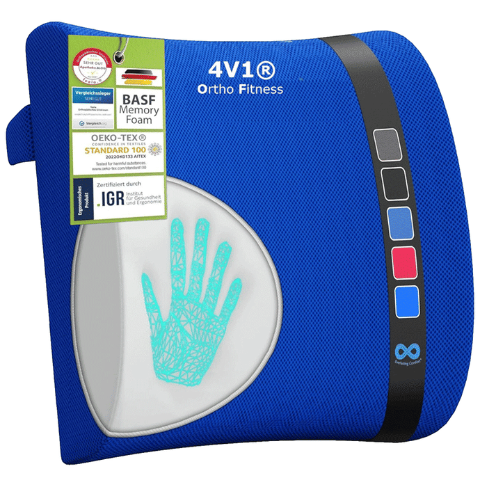 4V1 BKR7 Orthopedic Lumbar Support Pillow Standard Blue