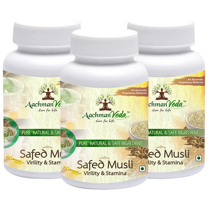 Aachman Veda Safed Musli Virility & Stamina Capsule 500mg (60 Each)