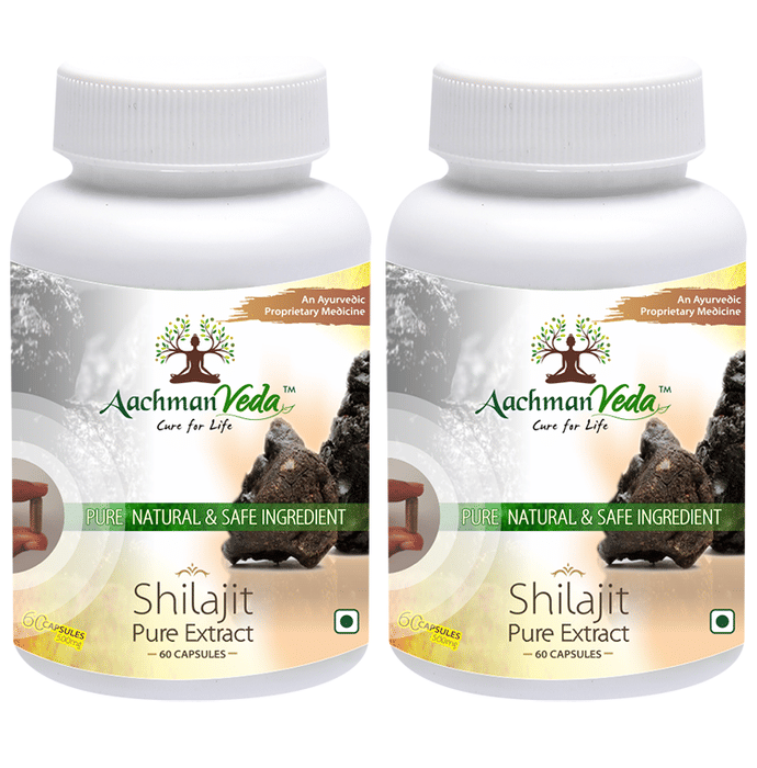 Aachman Veda Shilajit+ Pure Extract Ashwagandha with Safed Musli Capsule (60 Each)