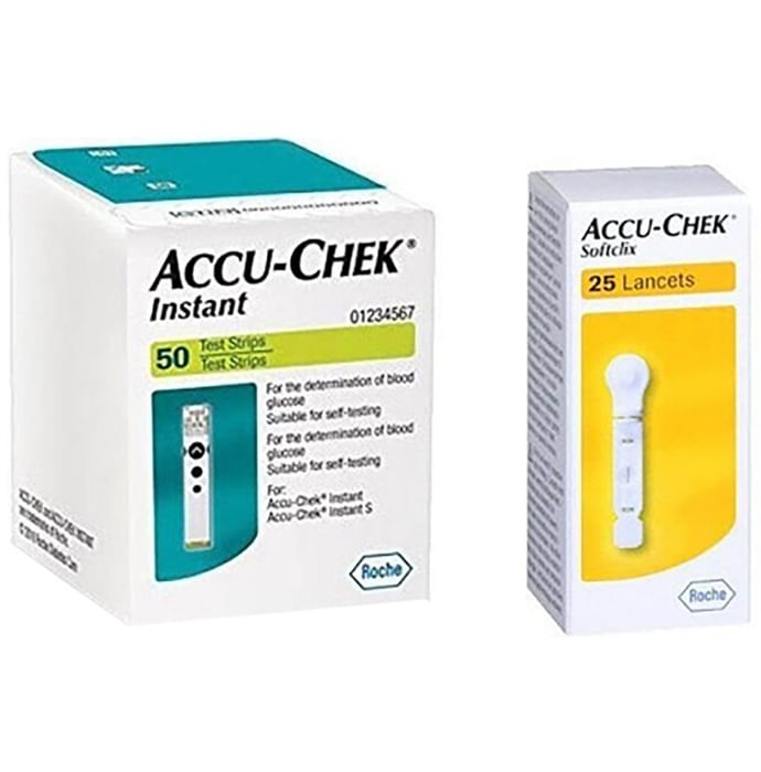 Accu-Chek Combo Pack of Instant 50 Test Strip & 2 Pack Softclix Lancet (25 Each)