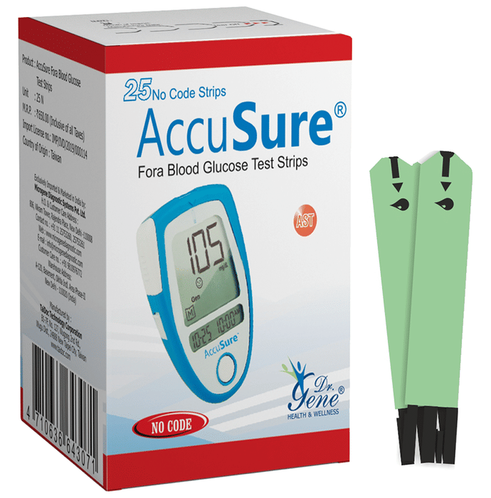AccuSure Blood Glucose Test Strip Blue