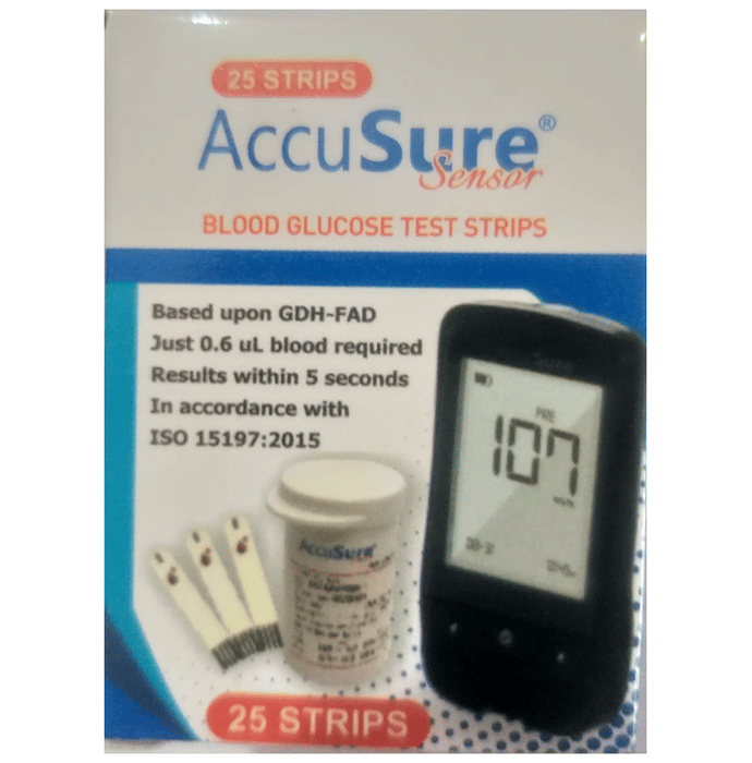 AccuSure Sensor Blood Glucose Test Strip (Only Strips)