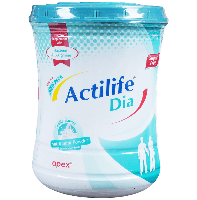 Actilife Dia with Flaxseed & L-Arginine | Sugar Free | Flavour Vanilla Powder