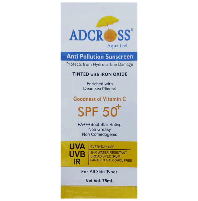 Adcross Anti-Pollution Aqua Gel SPF 50+ Sunscreen | UVA/UVB & IR Protection | Paraben-Free
