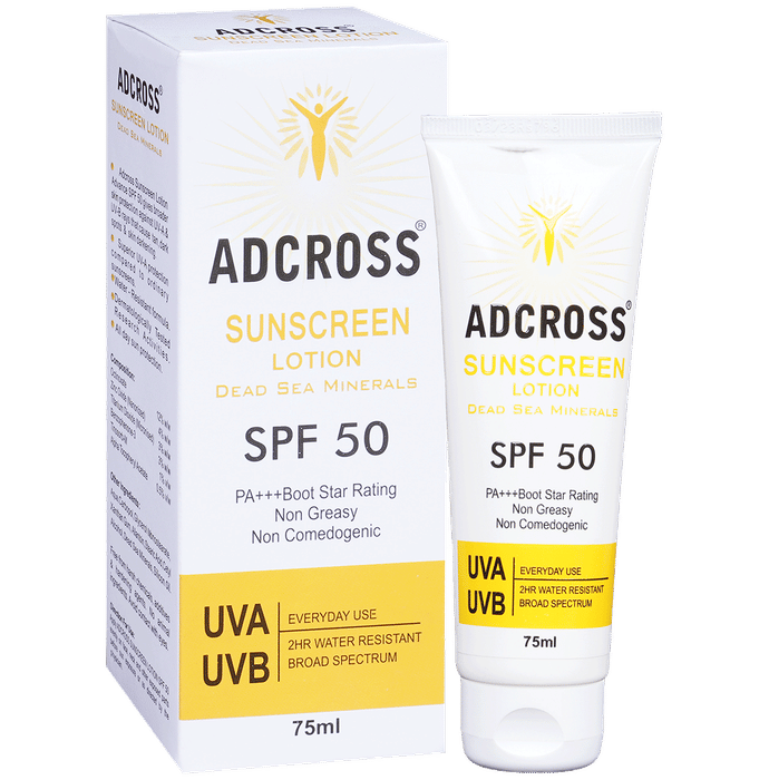 Adcross SPF 50 Sunscreen Lotion PA+++ | Water Resistant & Non-Greasy