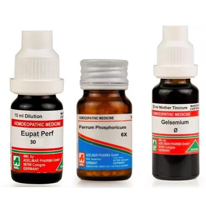 ADEL Fever Care Combo (Eupatorium Perfoliatum Dilution + Ferrum Phosphoricum Biochemic Tablet +Gelsemium Mother Tincture)