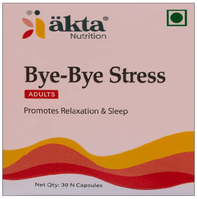 Akta Nutrition Bye-Bye Stress Adults Capsule | Stress Relief | Stress Buster | Anxiety Relief | Ashwagandha | Stress Reliver