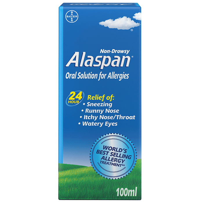 Alaspan Loratadine Non-Drowsy Oral Solution | Relieves Sneezing, Runny Nose, Itchy Throat & Watery Eyes