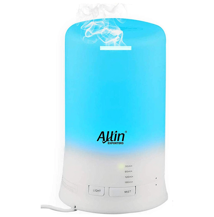 Allin Exporters DT 2109 Ultrasonic Humidifier & Aroma Diffuser (100ml Tank) with 3 Bottle of Essential Oil Free-15ml Each