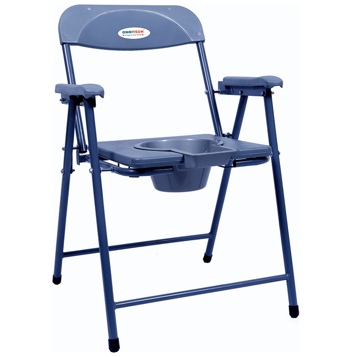 Ambitech Premium MS Powder Coated Foldable Commode Chair