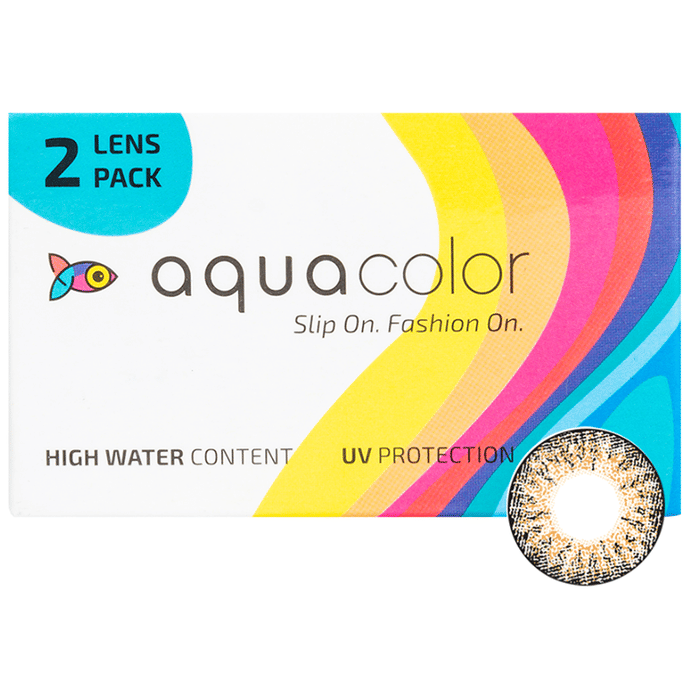Aquacolor Monthly Disposable Zero Power Contact Lens with UV Protection Caramel Brown