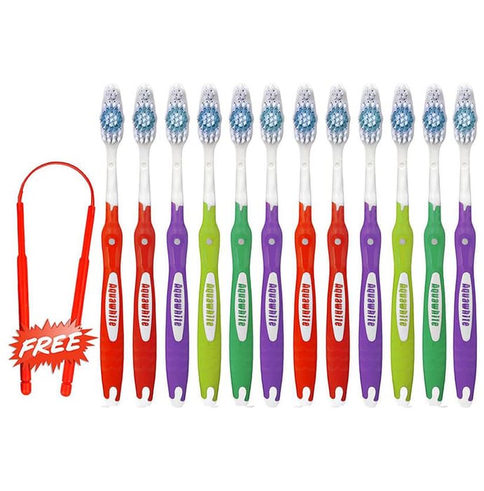 Aquawhite Active Clean Toothbrush with Tongue Cleaner Free