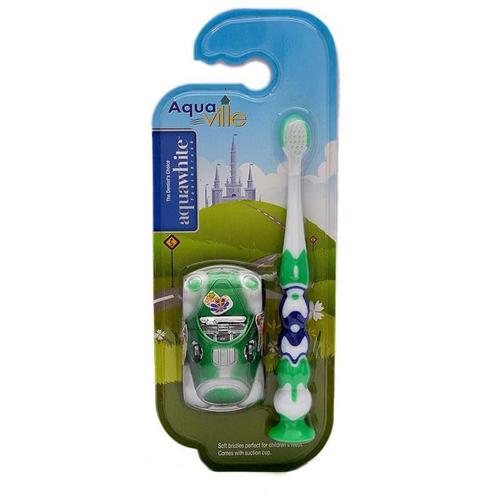 Aquawhite Aqua Ville Toothbrush Green with Car Toy