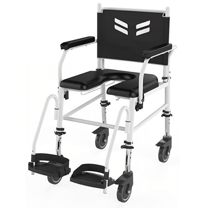 Arcatron Mobility Frido Prime Assistant Propelled Shower Commode Wheelchair Black