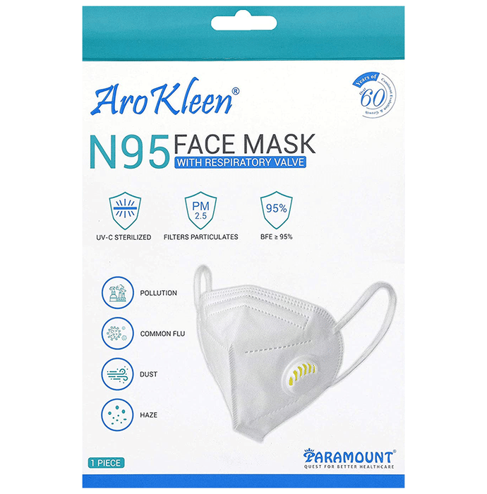Arokleen N95 Face Mask with Respiratory Valve White