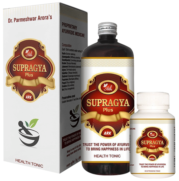 Ath Ayurveda 3 Month Combo Pack of 9 Bottle of Supragya Plus Ark (500ml Each) & 3 Bottle of Supragya Plus Capsule (120 Each)