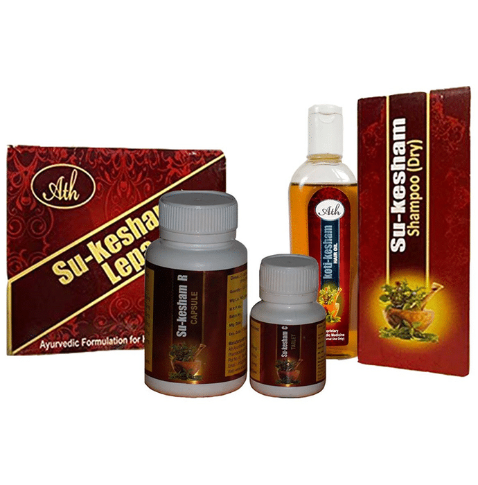 Ath Su-Kesham Hair Care Kit 2 Months Pack (Hair Oil + Shampoo + Capsule + Tablet + Lepa)
