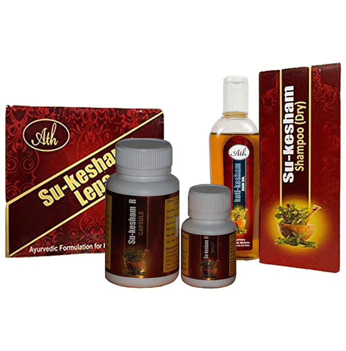 Ath Su-Kesham Hair Care Kit 3 Months Pack (Hair Oil + Shampoo + Capsule + Tablet + Lepa)