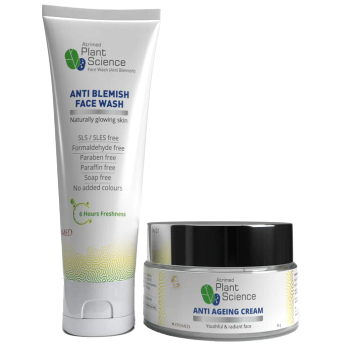Atrimed Plant Science Combo Pack of Anti Blemish Face Wash 50ml & Anti Ageing Cream 50gm