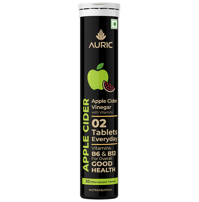 Auric Apple Cider Vinegar Effervescent Tablet with Vitamins B6, B12 (20 Each)