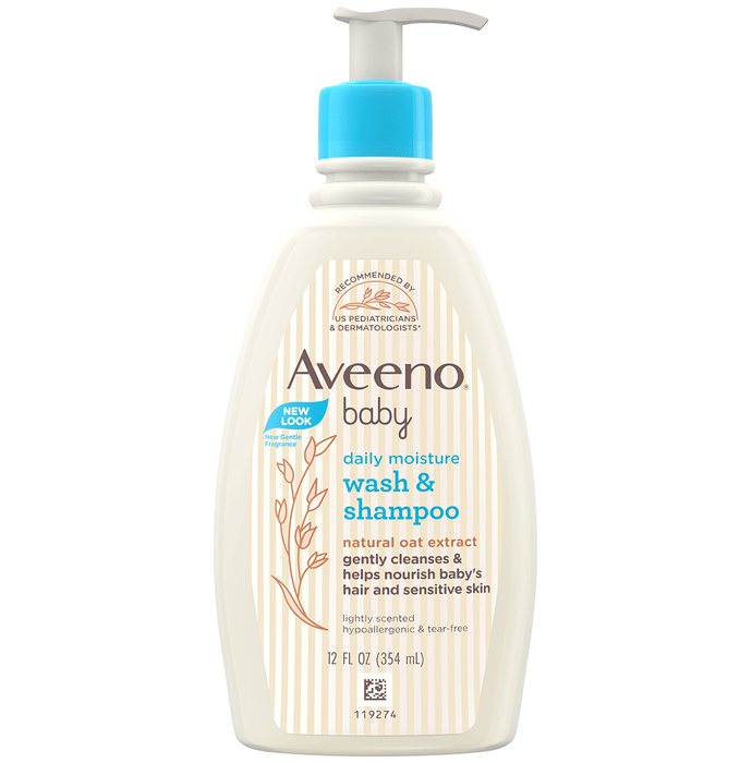 Aveeno Baby Daily Moisture Wash & Shampoo | For Sensitive Skin | Tear-Free Formula