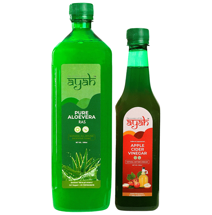 Ayah Combo Pack of Pure Aloevera Ras (1000ml) & Apple Cider Vinegar (500ml)
