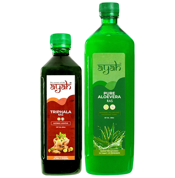 Ayah Combo Pack of Triphala Ras (500ml )& Pure Aloevera Ras (1000ml )