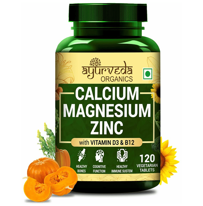 Ayurveda Organics Calcium Magnesium Zinc with Vitamin D3 & B12 Vegetarian Tablet