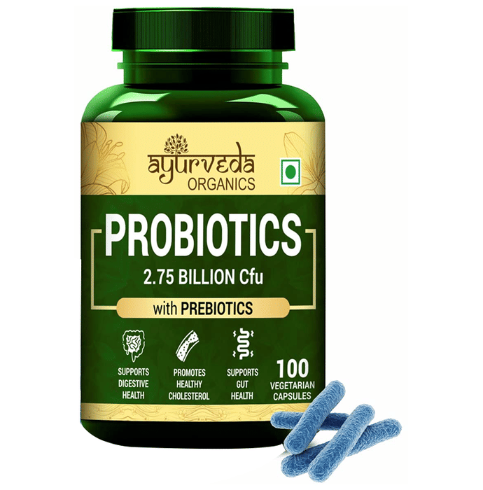 Ayurveda Organics Probiotics 2.75 Billion Cfu with Prebiotics Vegetarian Capsule