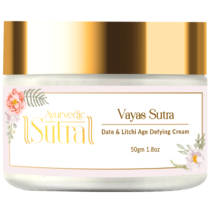 Ayurvedic Sutra Date and Litchi Age Defying Cream for Anti-aging, Reduces Fine lines & Wrinkles
