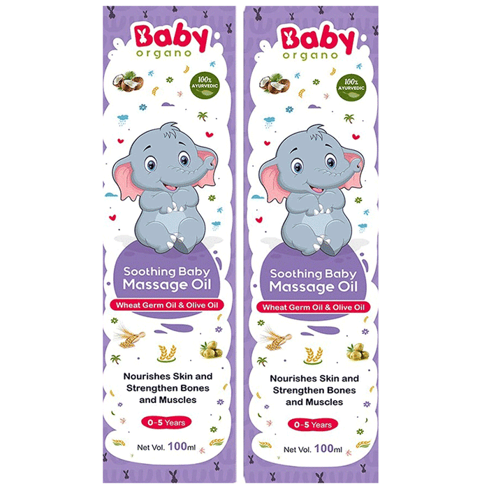 Baby Organo Soothing Baby Massage Oil (100ml Each) Wheat Germ Oil & Olive Oil