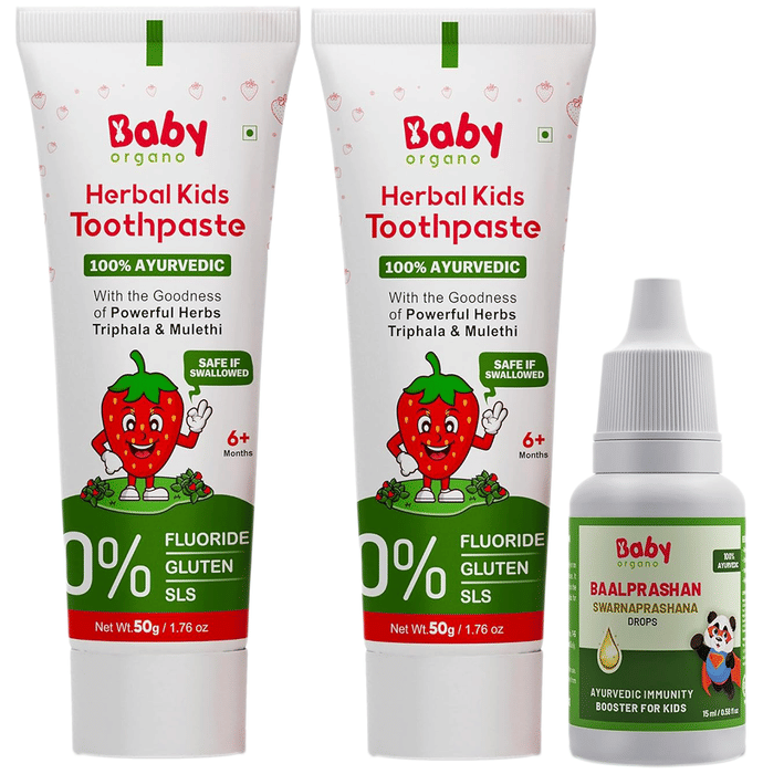 Baby Organo Swarnaprashan Drop (15ml Each)& Herbal Kids Toothpaste (50gm Each)
