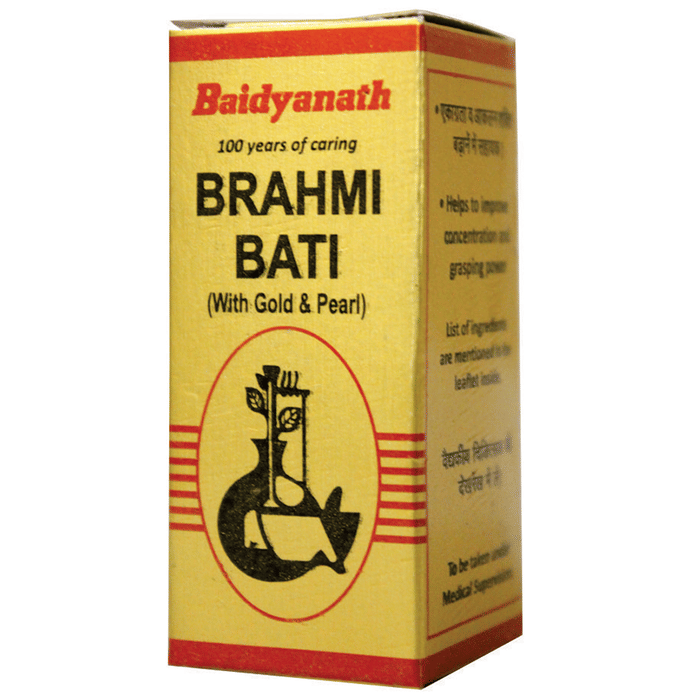 Baidyanath (Nagpur) Brahmi Bati with Gold & Pearl | For Concentration & Grasping Power