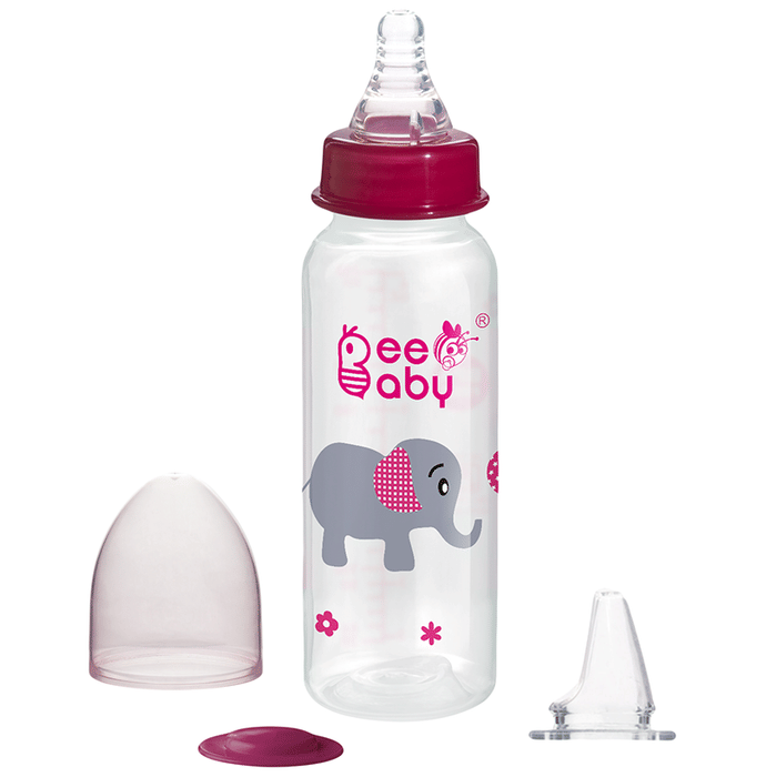 BeeBaby 2 in 1 Advance+ Baby Feeding Bottle To Sippy Bottle with Anti-Colic Silicone Nipple & Silicone Sippy Spout. 8 months+ Pink