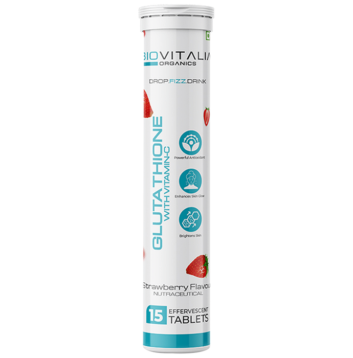 Biovitalia Organics Glutathione with Vitamin-C Effervescent Tablet Strawberry