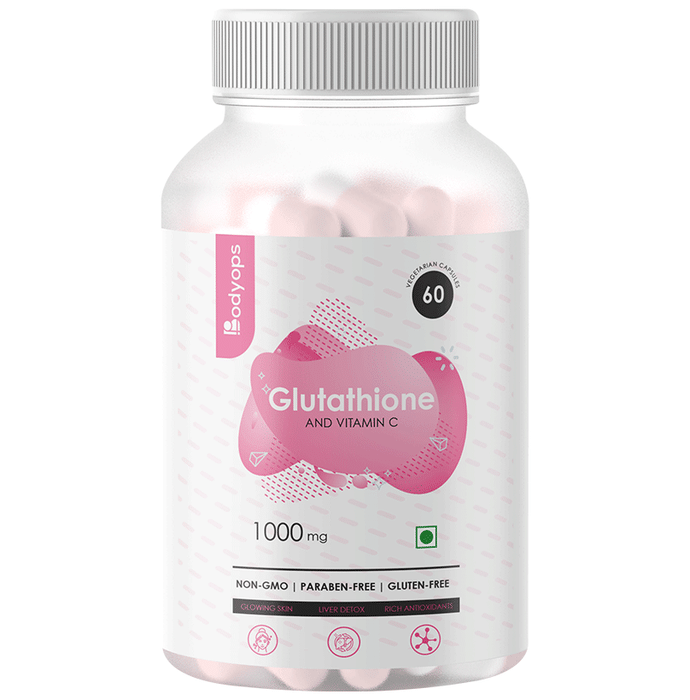 Bodyops Glutathione & Vitamin C | Veg Capsule for Healthy Skin & Antioxidant Support