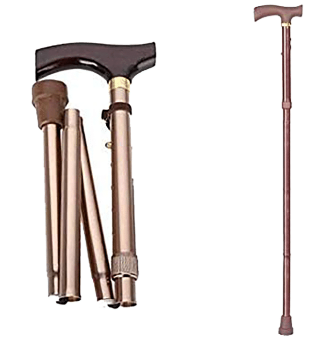 Bos Medicare Surgical 4 Folding Walking Sticks with Height Adjustable Brown