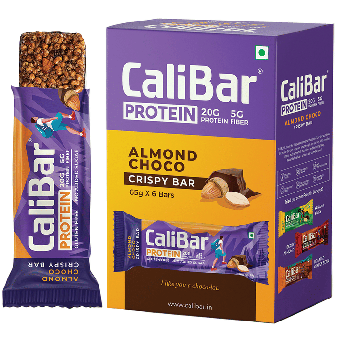 CaliBar Protein Crispy Bar (65gm Each) Almond Choco