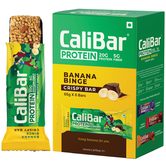 CaliBar Protein Crispy Bar (65gm Each) Banana Binge
