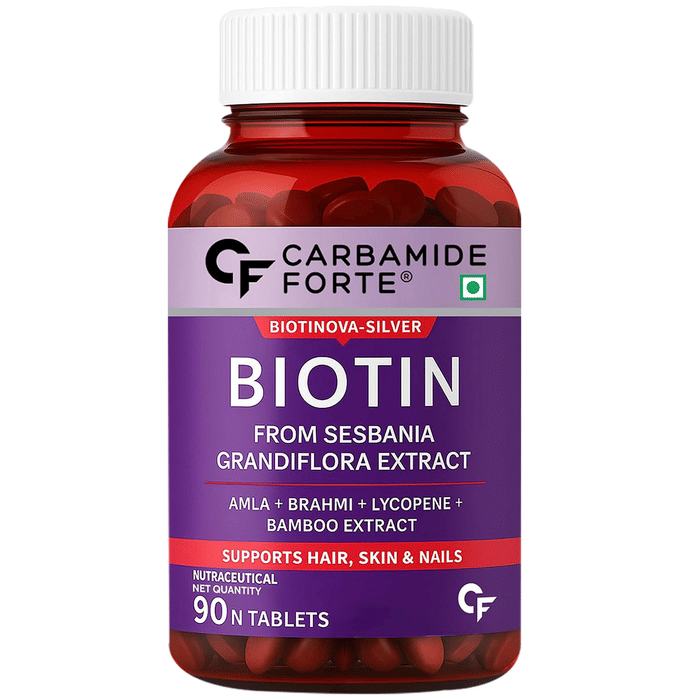 Carbamide Forte Biotin with Amla, Brahmi & Bamboo Extract | For Hair, Skin & Nails | Tablet