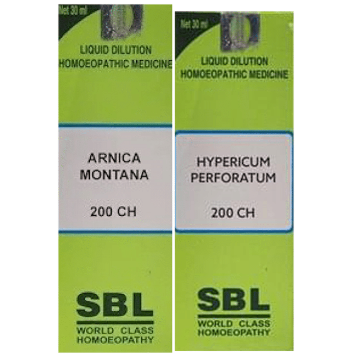 Combo Pack of SBL Arnica Montana Dilution 200 CH & SBL Hypericum Perforatum Dilution 200 CH (30ml Each)